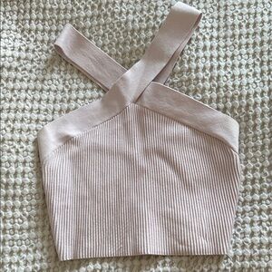 Babaton Sculpt knit cris cross crop top